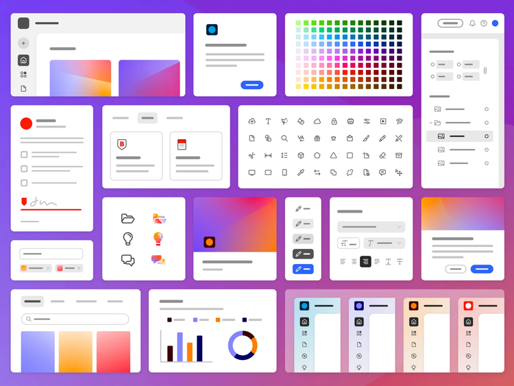 Examples of various components in the Spectrum 2 design system.