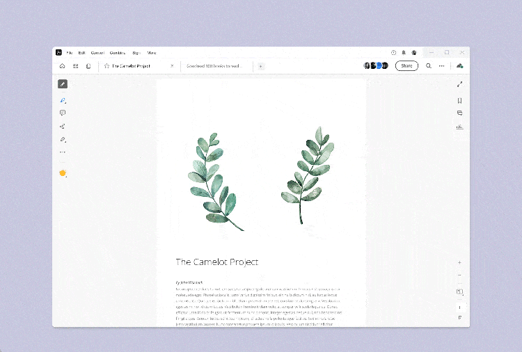 A GIF showing a contextual design approach for Adobe Acrobat on the web.