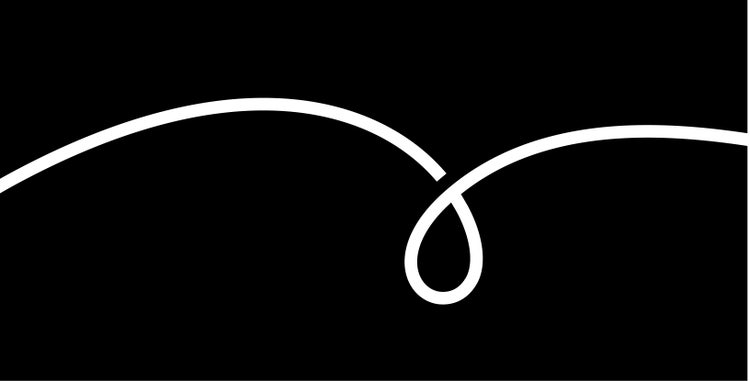 A white, horizontally looping line on a black background.