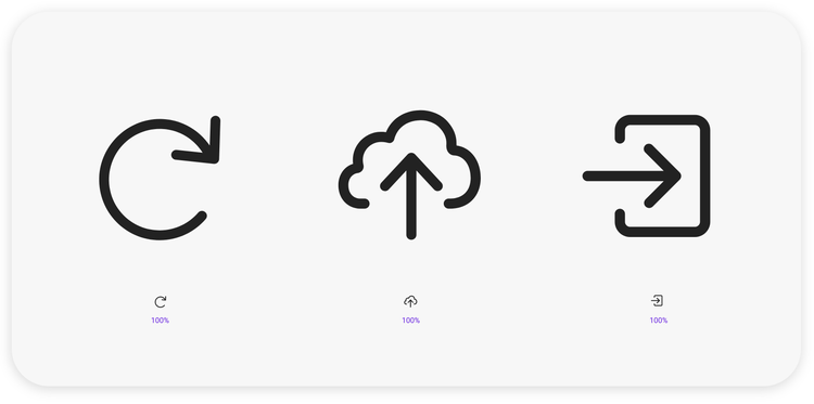 Three black line art images on a white background. Left to right: an open-ended clockwise rotating arrow, an arrow pointing upward into a cloud; an arrow pointing right into a rectangle.