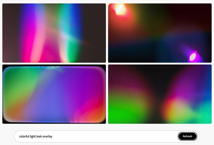 Four AI-generated rainbow-hued gradients in various patterns.