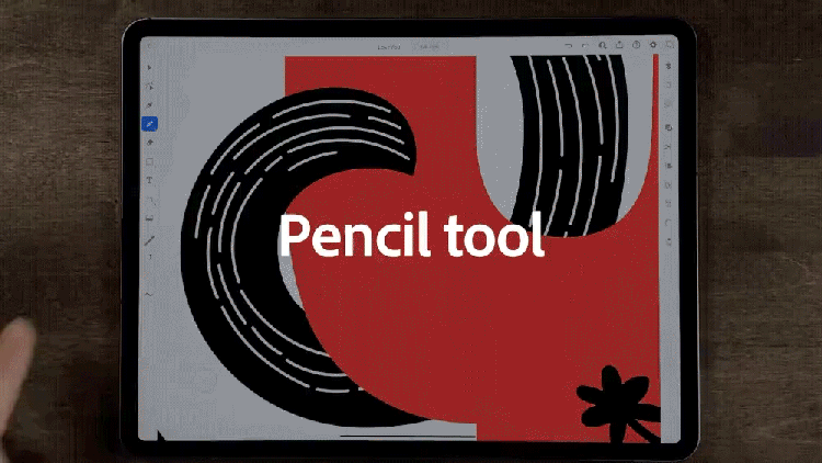 A GIF of the Pencil tool's slider for smoothing drawn vector strokes.